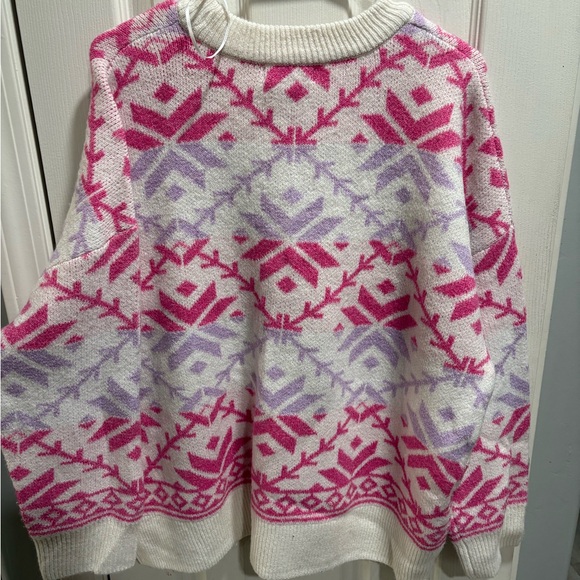 Sincerely Jules Pink and Purple Patterned Sweater - Picture 2 of 3